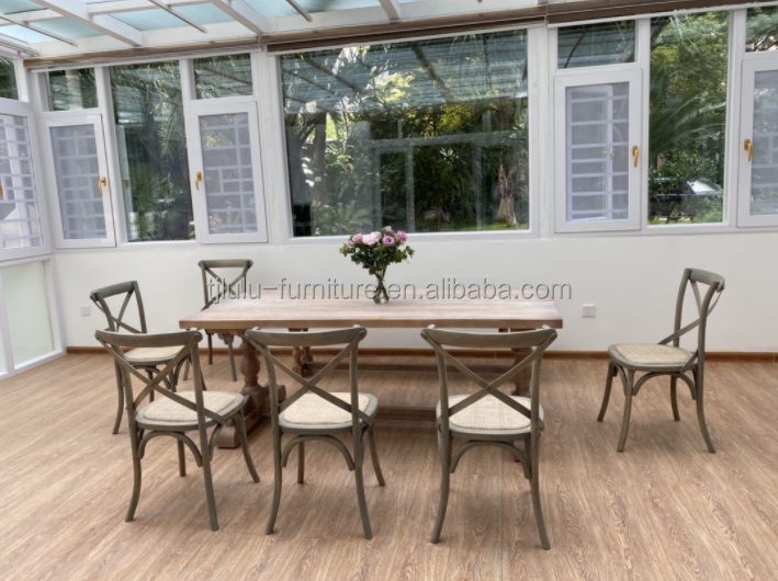 NO Folded Customized American Modern Design Solid Wood Cross BackStackable Event Dinging Chair