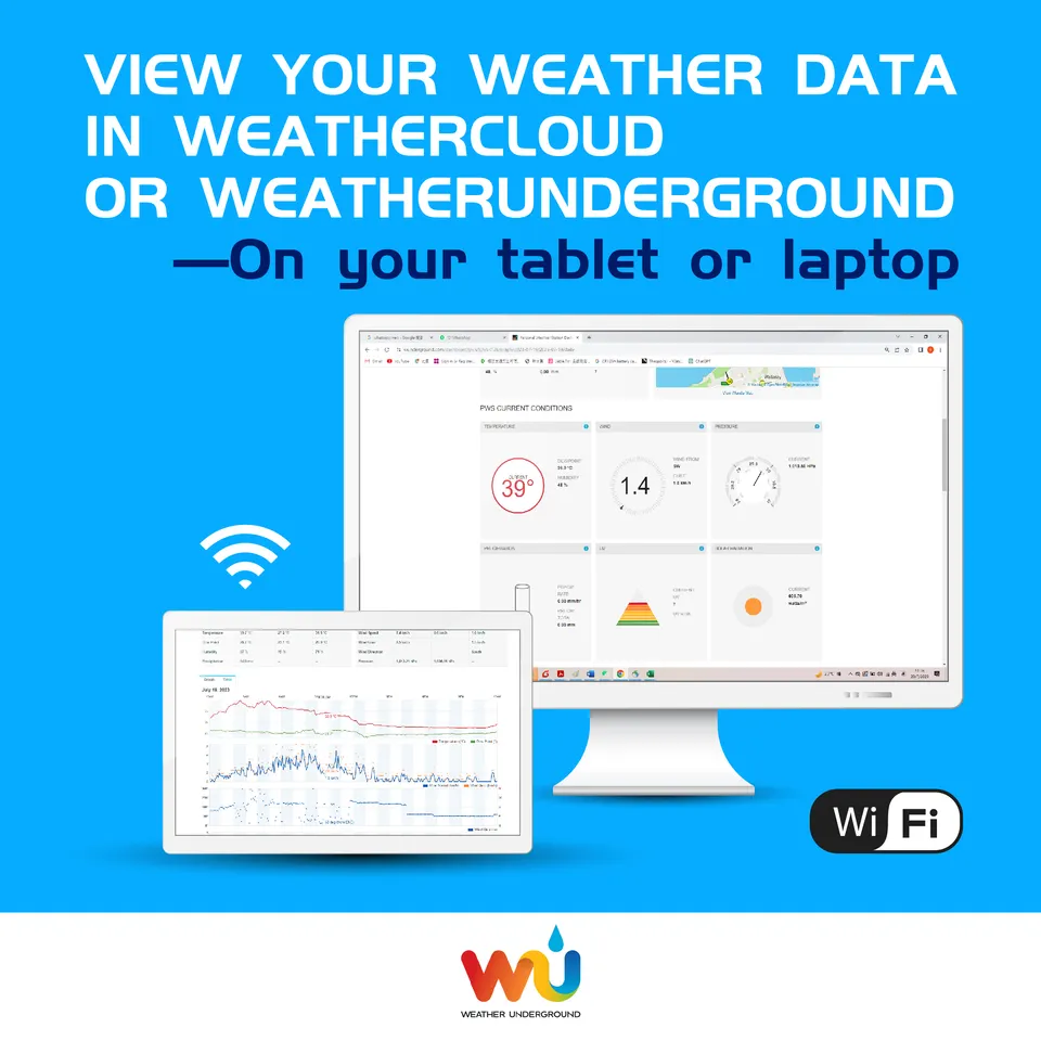 High Temperature Monitoring 7 in 1 Wifi Tuya Weather Station with UVI Light Intensity
