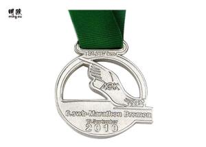 Quality Marathon Personalized Metal Zinc Alloy Silver Plated Cut Out Logo Custom Medal Awards wholesale