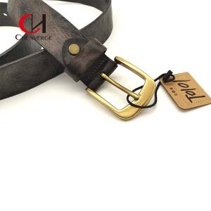 Quality Chenverge Black Genuine Leather Belt Width 38mm With Copper Pin Buckle wholesale