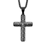 Men's and Women's Stainless Steel Cross Necklace with Lord's Prayer Pendant 2