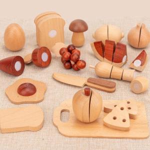 Quality Natural 5.5cm Wooden Fruits And Vegetables Role Play Food Set wholesale