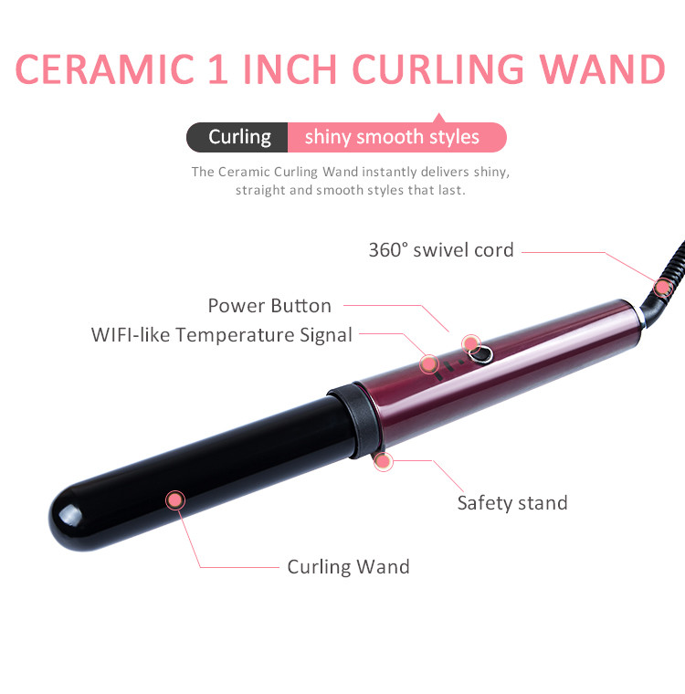 salon Ceramic Hair Curler , Rotating Deep Wave Curling Iron Hot Tools