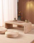 The Cane Makes Up Tea Table Natural Straw Woven Floor Table