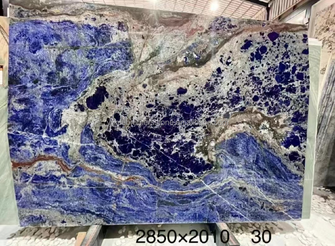 Modern Blue Stone Polished Cloisonne Marble Tile for Dining Room and Living Space