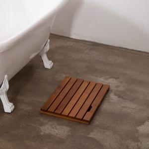 Quality Sustainable 1.42 Inch Teak Bathroom Mat 23.62cm Length Non Slip Solid Wood Color wholesale