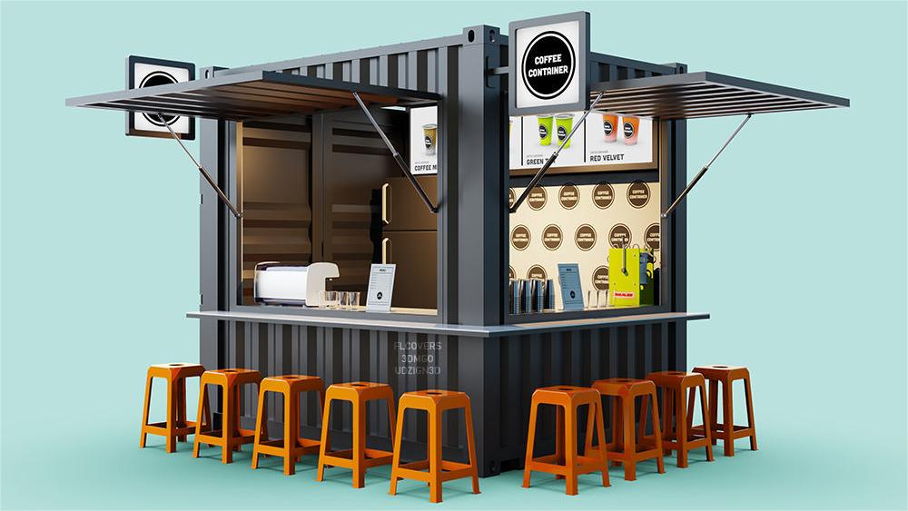 Coffee Shop Bar Street Restaurant Garden Booth 10 feet at 20ft or 40ft with 50/75/100mm Wave Sandwich Panel