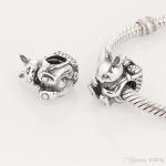 Bracelets BISAER 925 Sterling Silver Charms Cat Dog Sloth Butterfly Fairy Heart
