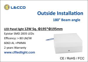 Quality Slim White Flat Panel LED Lights 12W 80 LM / W Beam Angle 180° wholesale