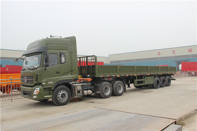 12 Wheelers 2 / 3 Axles Side Wall Semi Trailer 12.5m×2.5m×1.7m Dimension