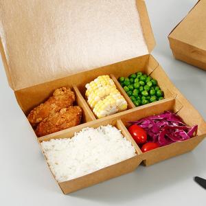 Quality 5 Squares of Brown Paper Lunch Box Eco-Friendly and Customizable Packaging for Fast Food wholesale