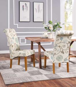 Quality Nailed Trim High Back Floral Dining Chair Sets 300lb 41.7 Inch High wholesale