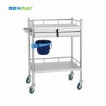 2 Layer Hospital Stainless Steel Medical Instrument Trolley