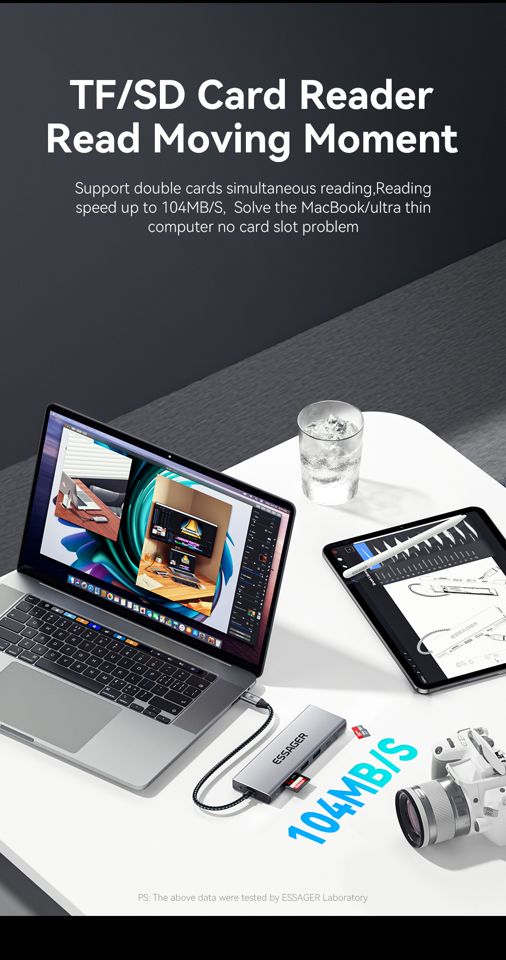 External Hard Drive Enclosure 8 In 1 Laptop USB C HUB 10Gbps For M.2 PCIe NVMe And SATA SSD