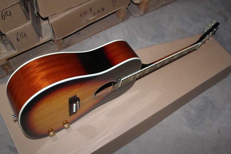 Factory 41 inch Solid Top tobacco sunburst 70th Anniversary John Lennon acoustic guitar with electric guitar's pickup