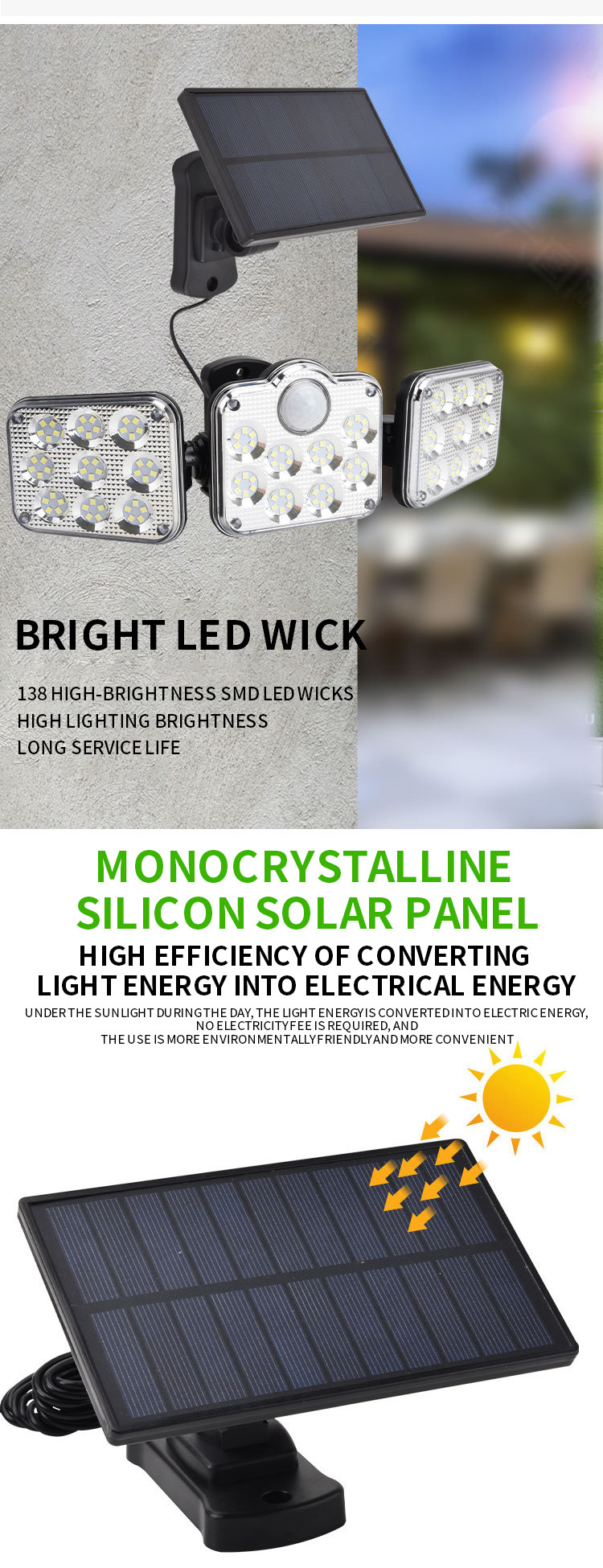 300w Pir Sensor Outdoor Solar LED Wall Lights 171 LED SMD 200x135x115mm