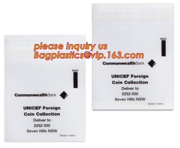 Security plastic bag with adhesive tape for cash, plastic money bag, Security Money Cash Bag For Airport/Bank and police