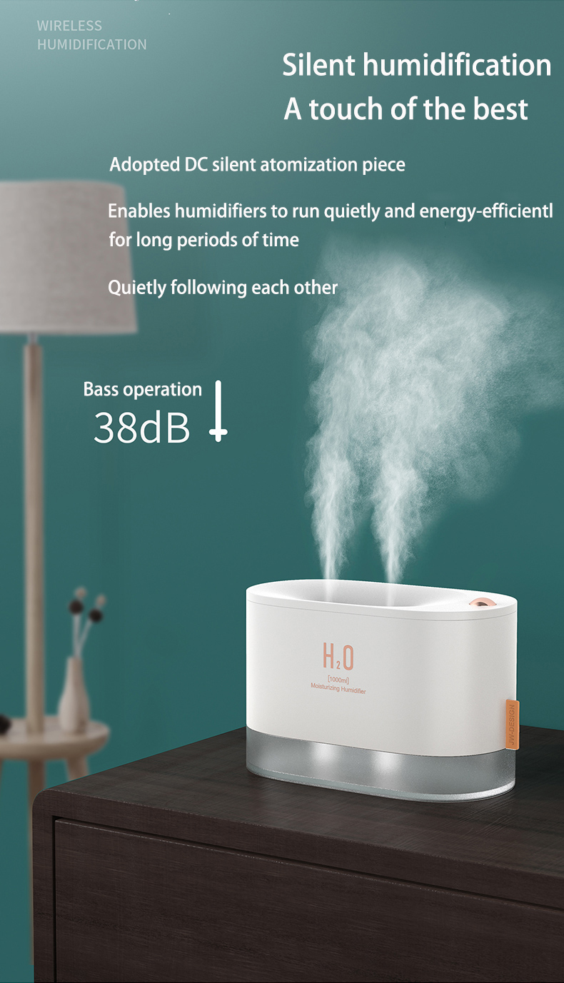 Amazon hot double spray large capacity humidifier cold mist humidifier air diffuser portable desktop wireless humidifier