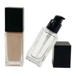 Customised 30ml Matte Clear Foundation Pump Bottle Square Glass Pump Bottles