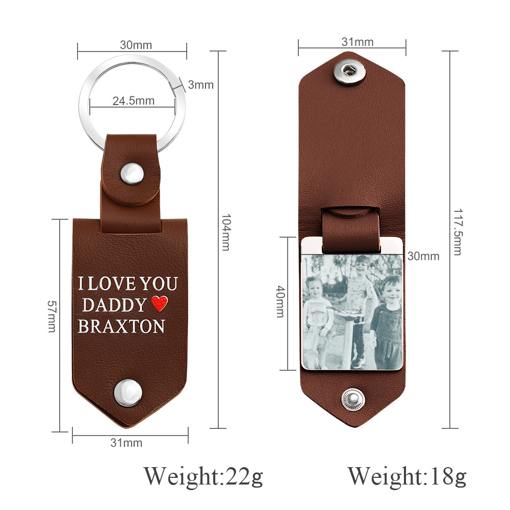 SS316L Leather Photo Key Chain With Engraving Words