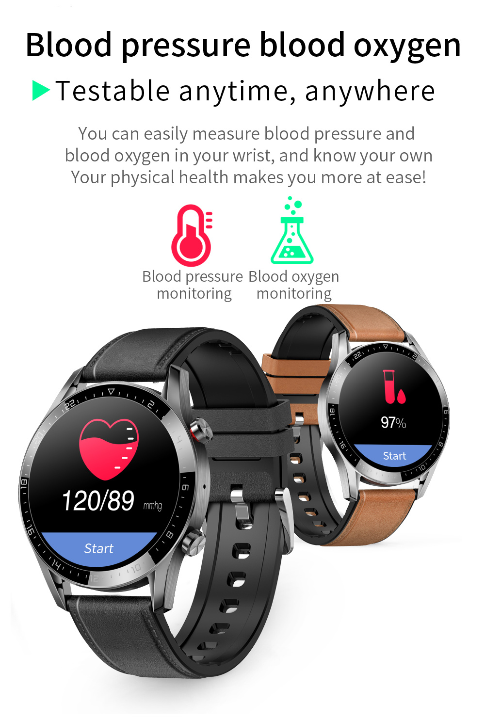 Amazon Hot Style Two Colors Bluetooth Call Waterproof Smartwatch Hl05 NFC Casual Fitness Wear 202 Popular Gift Watch ECG
