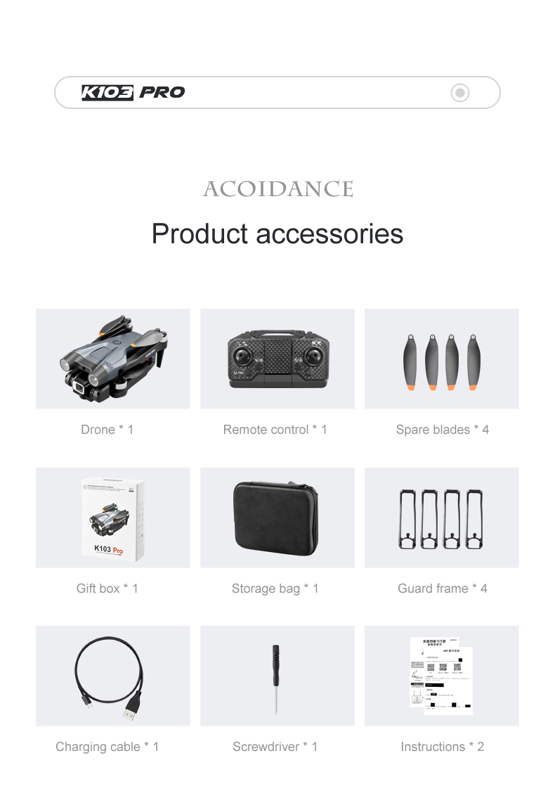 K103 Pro Aerial Drone 8k HD Camera GPS Obstacle Avoidance RC Helicopter FPV Wifi Professional Foldable Quadcopter Toy