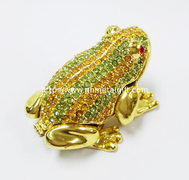 Animal trinket jewelry box Frog diamond decoration pewter jewelry box