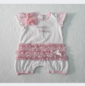 Quality Cotton Spandex Baby Footed Rompers Short Sleeve Baby Romper Yarn Dyed Color Mesh Frills Flowers wholesale