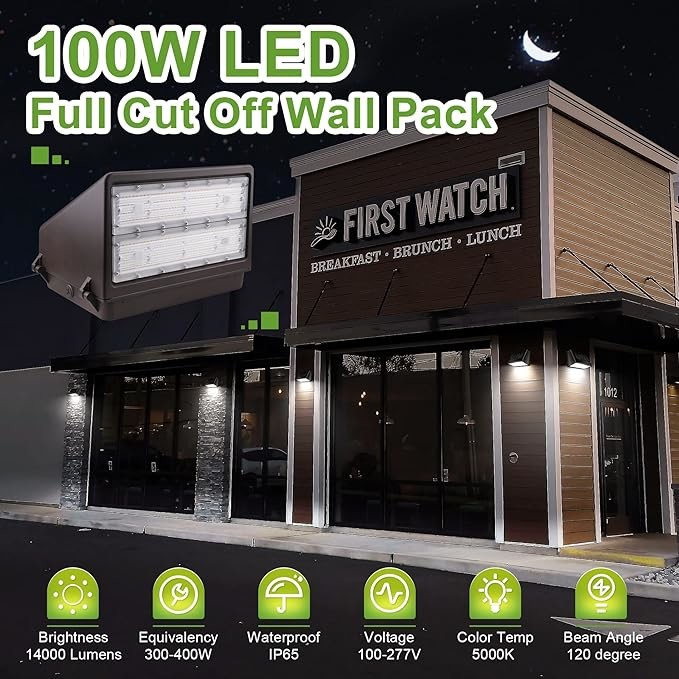 Warehouse Full Cutoff Wall Pack 60W 80W 100W 3CCT Outdoor Waterproof IP65