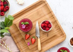 Quality Food Level Multifunction Bamboo Cheese Cutting Board Large Square Shaped 13x13&quot; wholesale