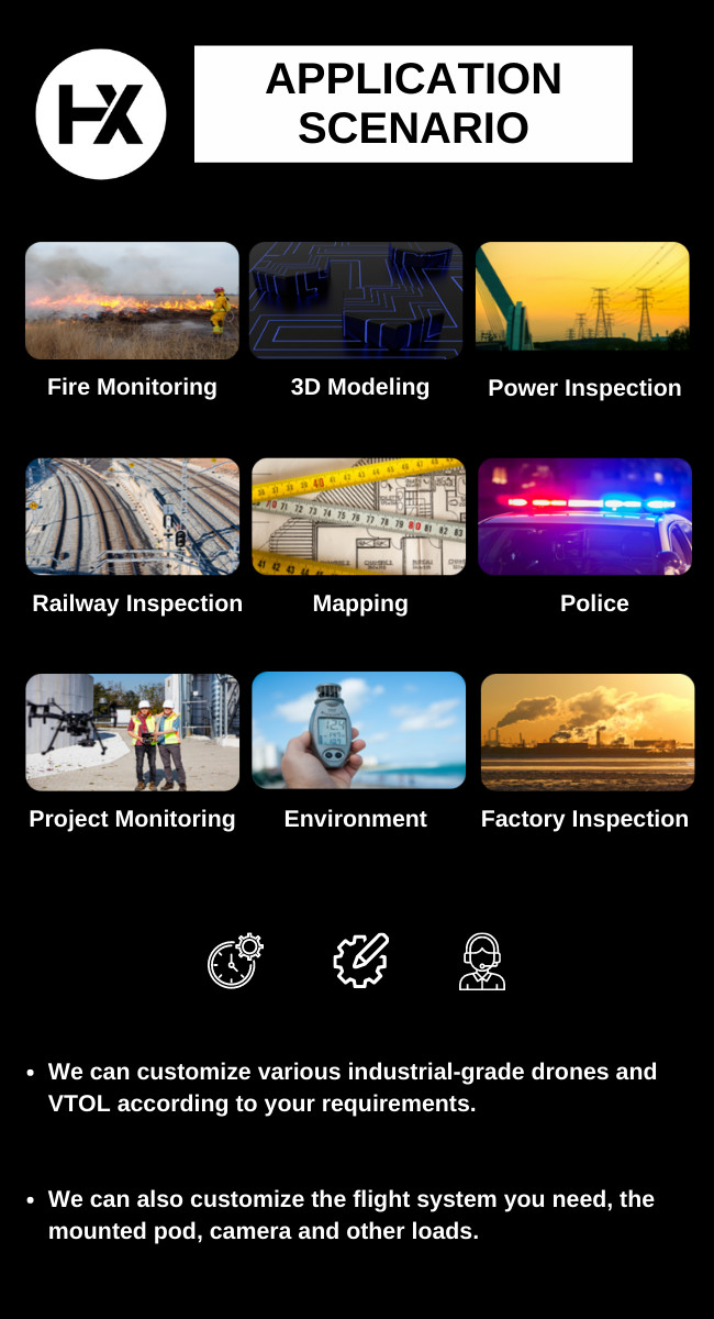 640x512 Night Vision Thermal Imaging Drone PTZ Power Pipeline Solar Mine Inspection UAV HX160MP