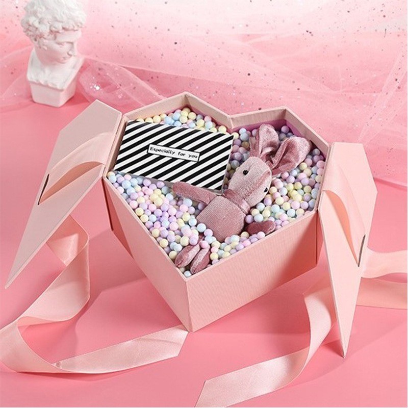 Rigid Gift Box Valentine's Day bow gift box gift box with top and bottom cover large gift box packaging box