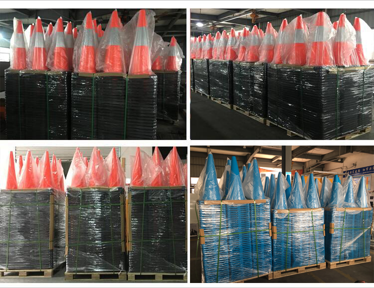 Roadway Safety High Visible Reflective Red PE Traffic Cones For Traffic Control