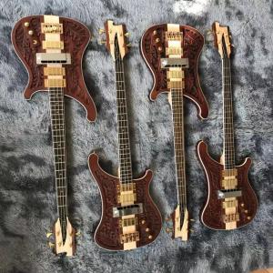 Quality Custom Grand Rickenbacker Style 4 Strings Neck Through Body Electric Bass Guitar Carve Top Musical Instruments Factory wholesale