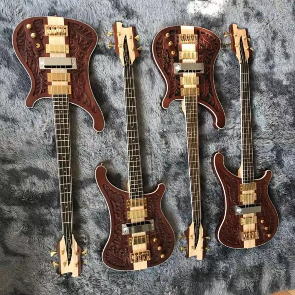 Custom Grand Rickenbacker Style 4 Strings Neck Through Body Electric Bass Guitar
