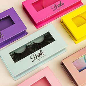 Quality Empty Cardboard Eyelash Box Lamination / UV / Gold Foil Finishing For Cosmetic wholesale