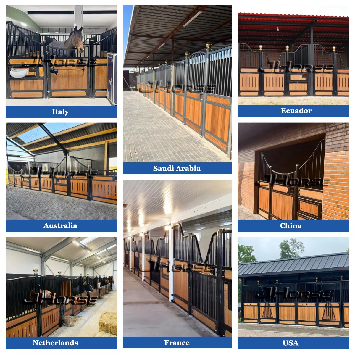 Horse Farm Equipment High Resistant Bamboo Horse Stable Fronts Anti-Insect Horse Stall Panels With Sliding Door