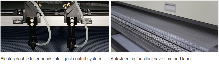 Auto Feeding 60W 80W CO2 Laser Engraving Cutting Machine For Rolled Fabric Cloth Leather
