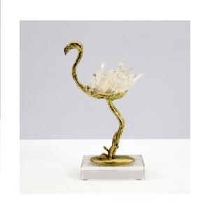 Quality Home Decoration Copper Ostrich sculpture TableTop Crafts wholesale