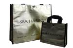 Customized Non Woven Carry Bag Golden Fabric Silk Screen Printing Logo