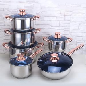 Quality Non Stick Kitchen Stainless Steel Cookware Set With Glass Lid wholesale