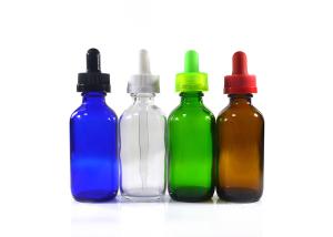 Quality Colorful Glass Dropper Bottles , 1 oz 2 oz 4 oz Boston Round Dropper Bottles wholesale