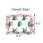 2pcs Zippered Cactus Print PVC Clear Travel Makeup Bag