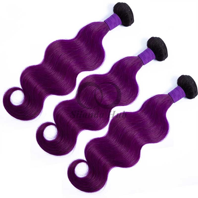 #T1B/Purple Body Wave Remy Human Hair Bundles Sew In Weave Bundles Brazilian Bundle Deals