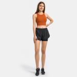 Adjustable Waist High Stretchy Yoga Pocket Shorts Anti Glare Sports Pants Built