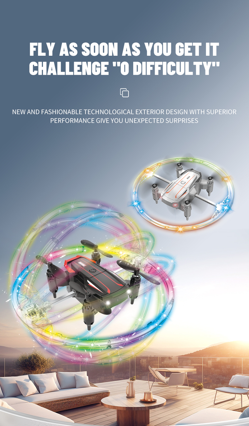 Led Stunt Rc Drone Colorful Light Rotation Uav Quadrocopter Remote Control Distance of About 100m Perfect Gift for Kids