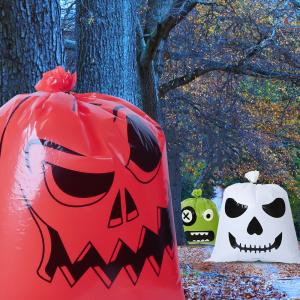 Quality Wholesale Large Heat Seal Side Biodegradable LDPE Plastic Pumpkin Bag for Halloween Garden Yard Decoration wholesale
