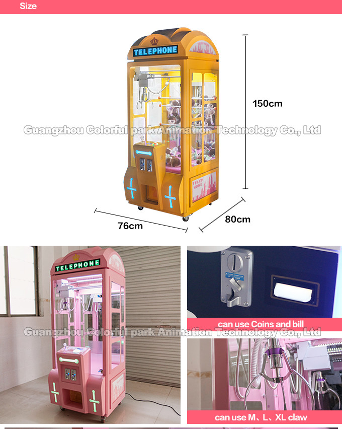 Crystal Love Claw Crane Game arcade prize gift BV20 bill acceptor arcade toy crane claw machine