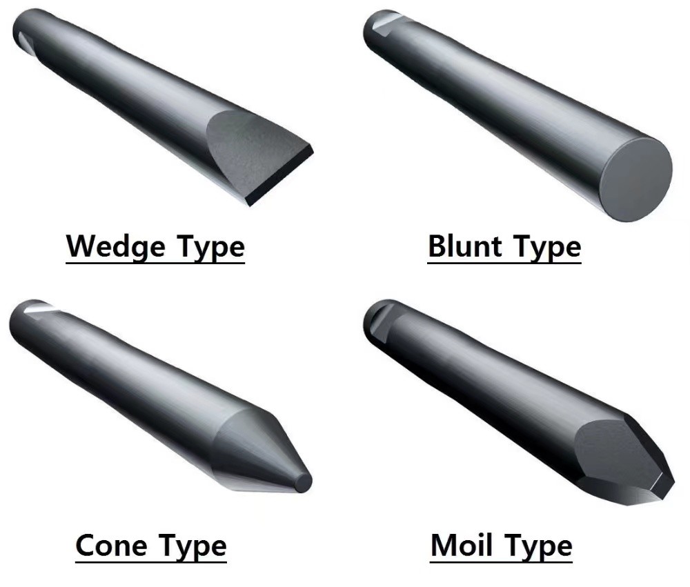 Moil Wedge Point Hydraulic Breaker Spare Parts Chisels Diamond Head Hammer Tools