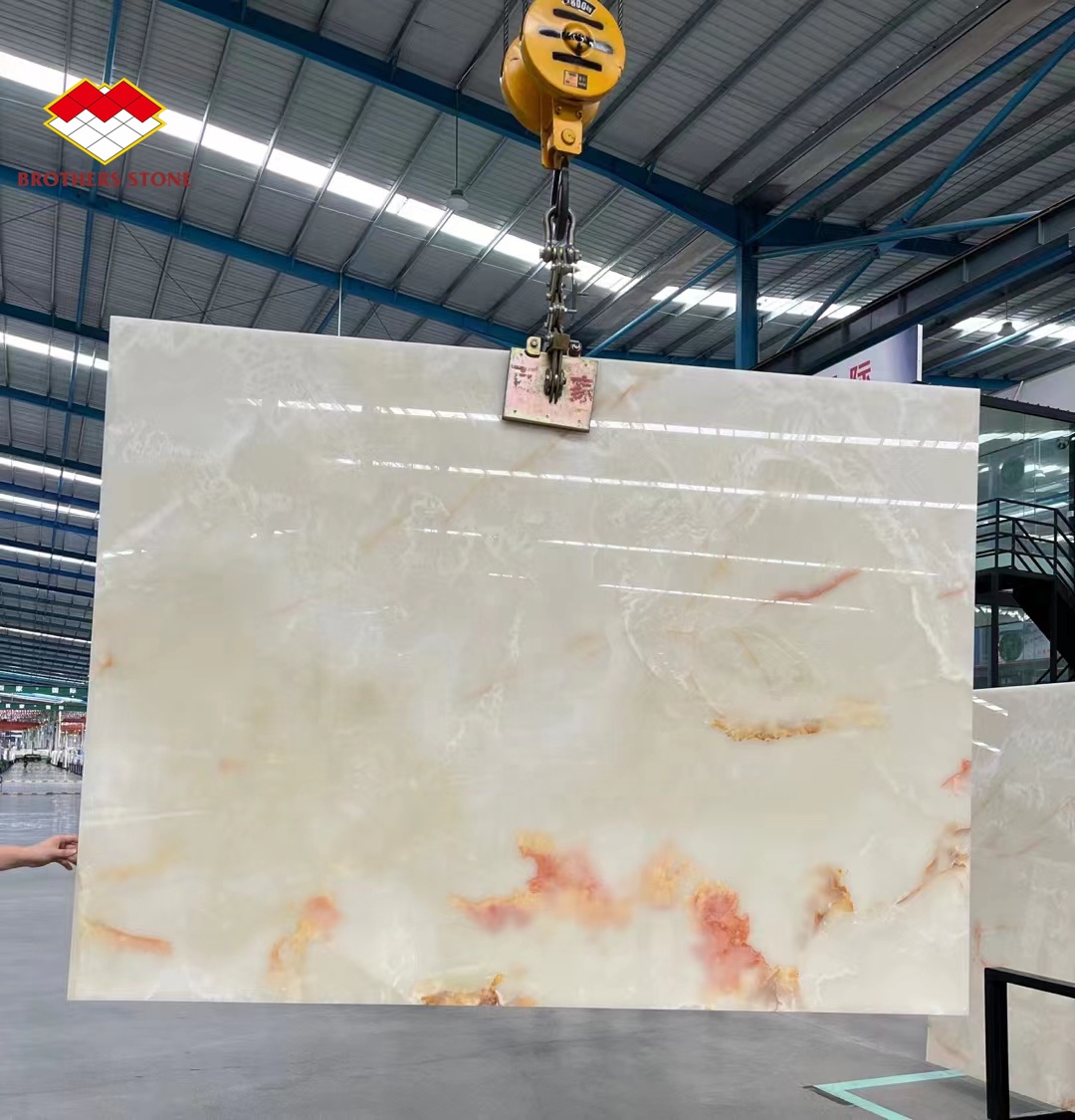 Brothers Stone White Onyx Steps Marble Stone Staircase for Indoor Onyx Marble Stairs